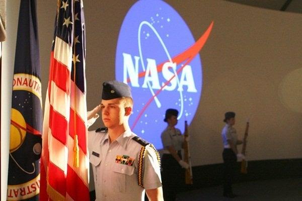 The Color Guard serves to open a NASA Satellite seminar