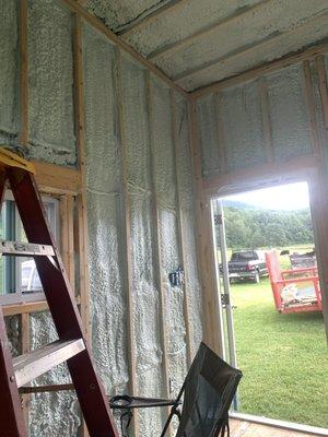 This is a view of the insulated walls from inside the Tiny House.