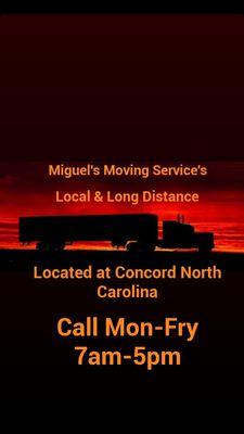 Hi i provide moving services, local & long distance from NC to anywhere in the U.S., feel fee to contact me 24/7