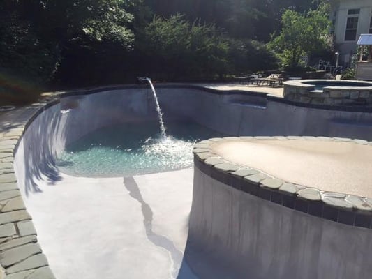 Full Swimming Pool Renovation - French Gray Plaster and Tiles http://www.subcommpools.com/