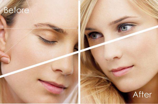 Before and After Eyebrow Threading - Come experience the Ziba Difference