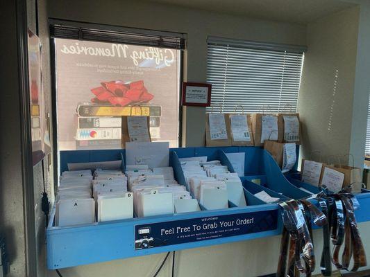 Our film and archiving pickup station to the left when you enter the front door on Cole road.