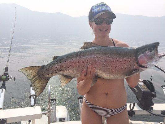 Thanks Captain Kurt! 33inch 18 pound Rainbow caught on August 2017