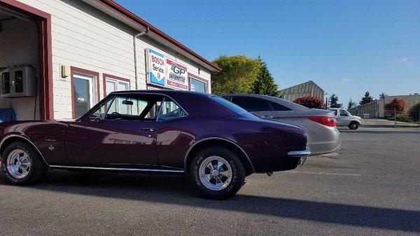 67 Chevrolet Camaro.  G P Automotive rebuilt the engine and transmission.  Very nice classic!