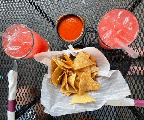 Chips & Salsa & fresh Watermelon Juice