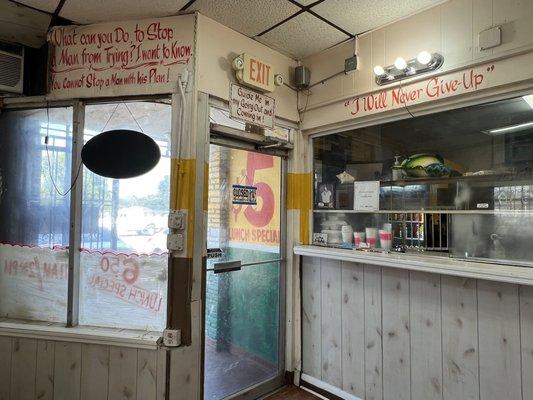 Inside counter and front door