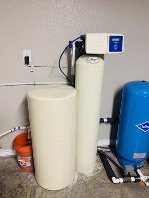 Newly installed water softener.