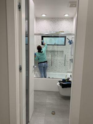 Post-remodel cleaning - Cleaning shower glass