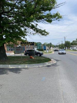 Turn Left when you see the yellow & black sign