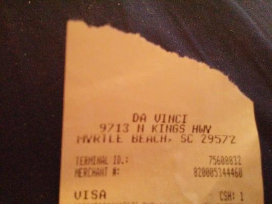 Real name on receipt.