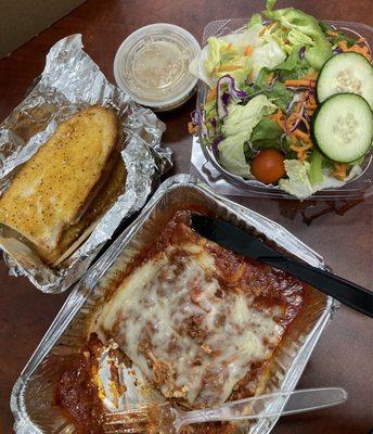 Lasagna Garlic Bread and Salad Combo