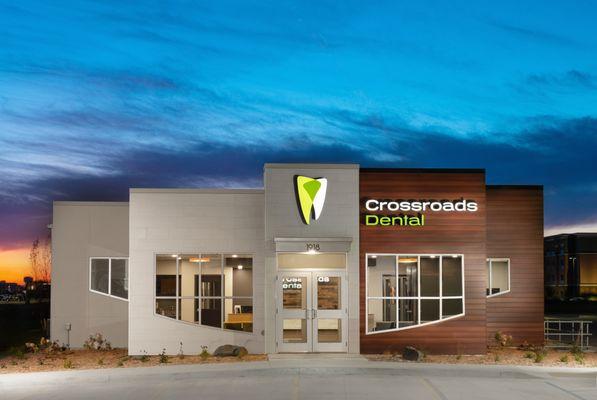 Our office is located in the Crossroads Dental building.