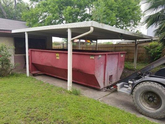 Our dumpsters fit nicely in any driveway! $350 for 15 Yard Dumpster