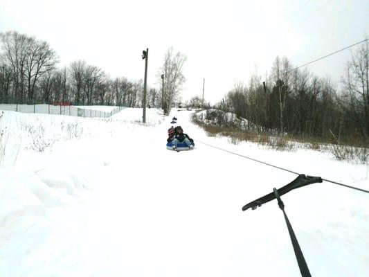 Going up the hill for some tubing!