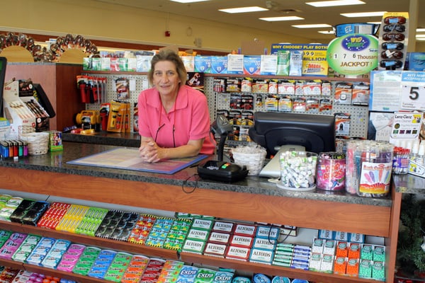 Peggy working in the front store