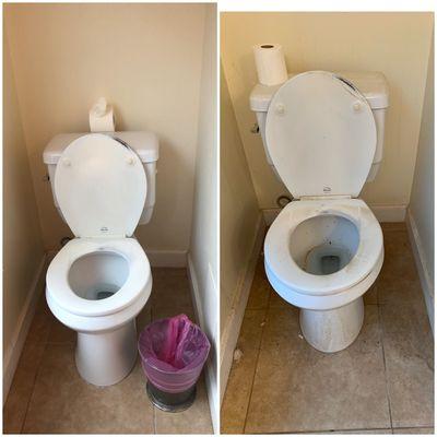 Toilet before and after