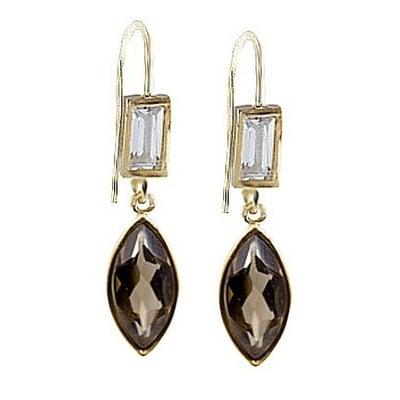 Smoky Topaz and Crystal Baguette Earrings.