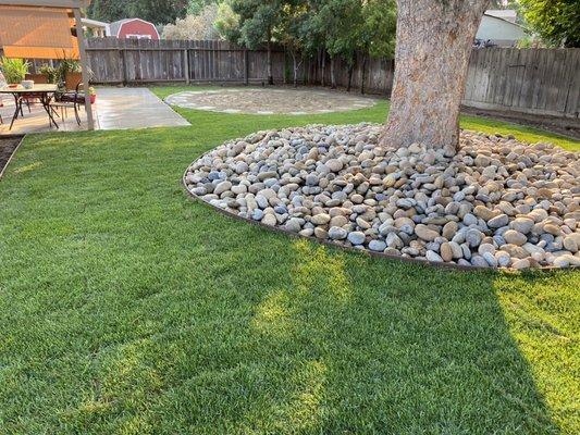 Rock & Sod Installation! As well as concrete add on from patio, with sand and pavers for above ground pool.