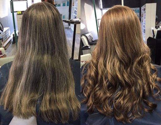 Transformation; Women's cut, Hairstyle, Highlights and Lowlights by Marichu