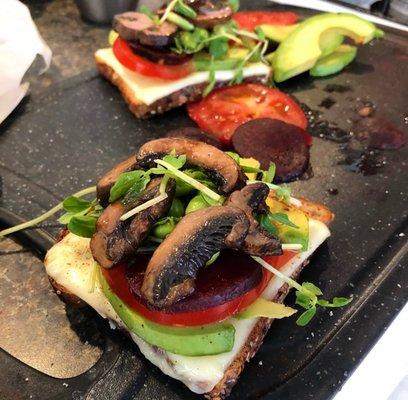 Loaded avocado and mushroom toast