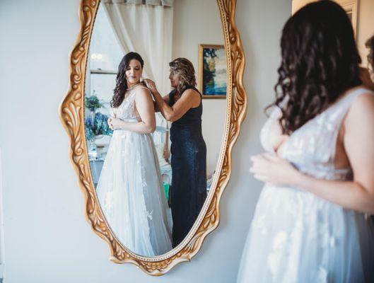 Such a sweet moment for our bride and her momma! Both are wearing our airbrush makeup and lashes!