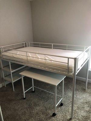 High Bed with roll away desk