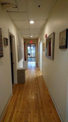 Entryway: Lockers on the right, showers on the left.