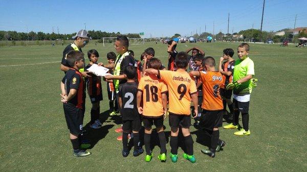 U12 soccer team getting ready for the tryouts