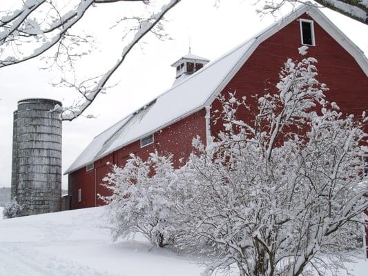 The main barn during winter.