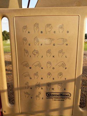 Cool American sign language chart on the playground