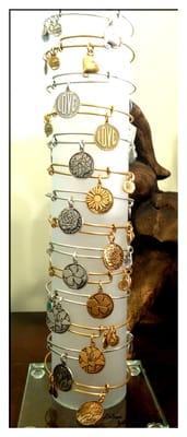 We carry the very popular Alex and Ani expandable bangle bracelets. Each comes with its own meaning card. Great gift ideas!