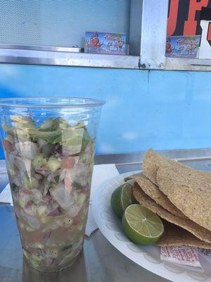 Shrimp ceviche with tostadas