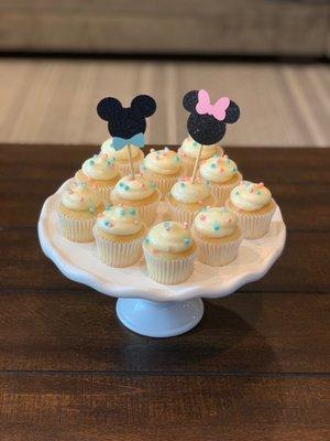 Gender reveal mini cupcakes! Pink filled icing inside. The cutest!