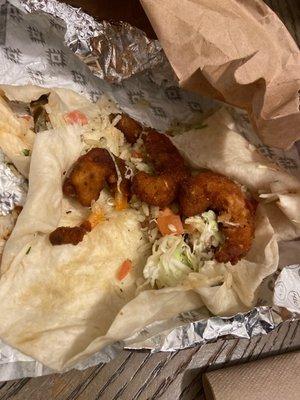 Shrimp burrito with old refried shrimps smh