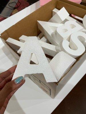 These letters have no facing on them nothing they're just foam cut out and I'm paying over 1K?