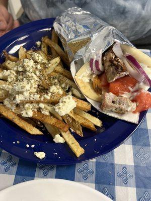 Pork Souvlaki, Greek Fries