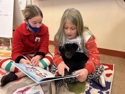 Buddy reading for our Christmas party.