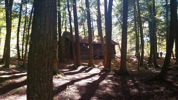 One of the day cabins on an island at McClintock Park