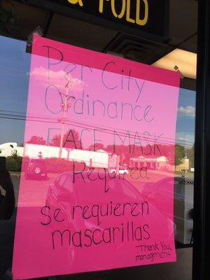 although they have two giant pink signs to wear masks, few wear masks And you have to walk past the employees always smoking at front door