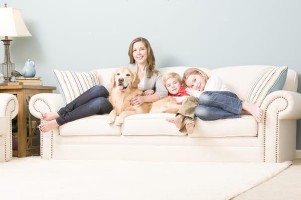 Family sitting on the couch