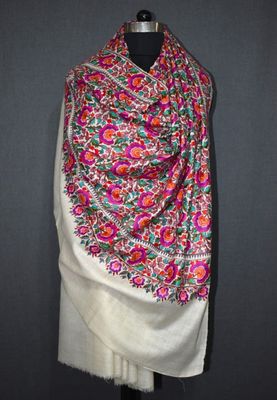 Embroidered cashmere shawl