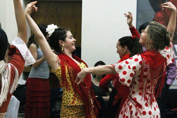 Artistic Director Alice Blumenfeld leading a dance class.