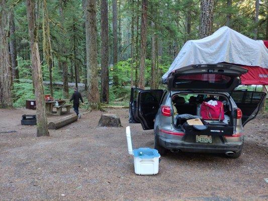 Some people call camping roughing it! As they don't have a car with a roof top tent and a foam mattress.