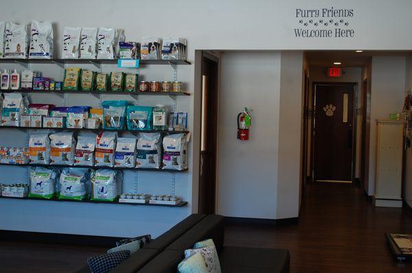 Waiting room and in stock product that we offer.