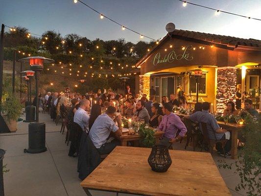 A beautiful wedding in Valley Center, CA. Providing all sound, lighting and custom monogram gobo work. Looks like we're dining in Tuscany.