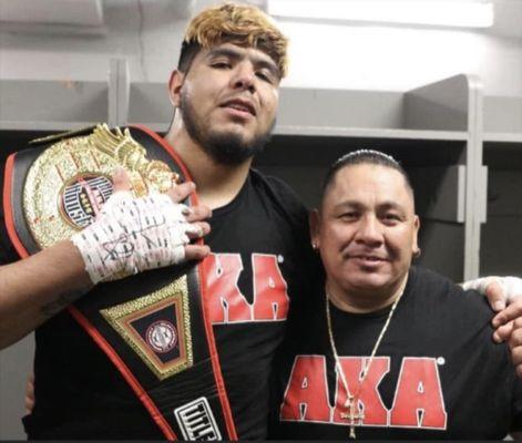 Coach Hector and fighter Eduardo "the Mexican Boogeyman" Perez