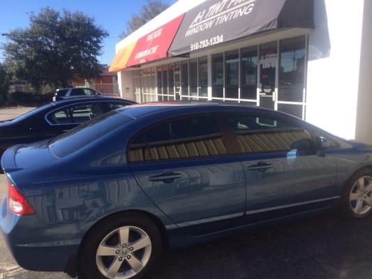 tinted car by A1 tint pros in Wilmington across from AutoZone / Walmart Market St  SunTek film w/ national lifetime warranty