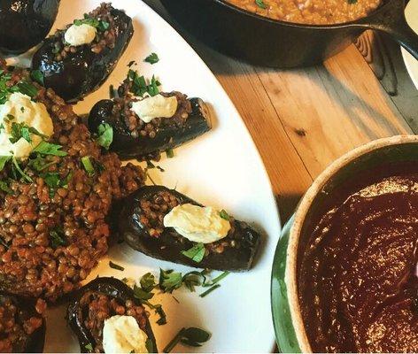 Morrocan Lentil Stuffed Baby Eggplant