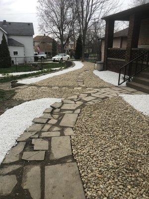 Clean up, edging and Landscaping Rock installation.