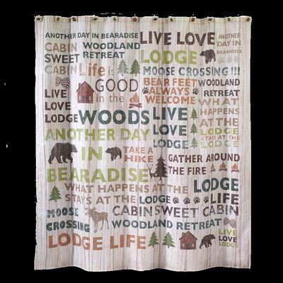 Do you need a Cabin Shower curtain?   THIS ONE IS SO FUN!   Find it now at Cabin 9 Design.com